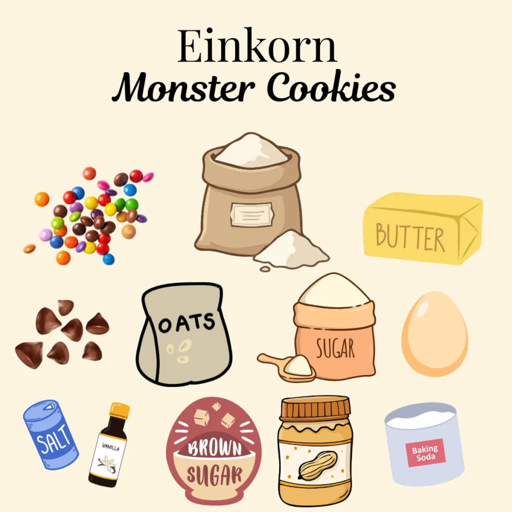A graphic of ingredients needed for this sweet treat recipe.